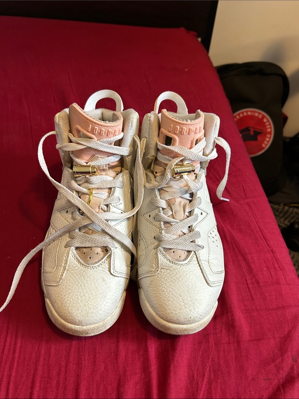 Jordan Kids White and Pink High-Top Sneakers